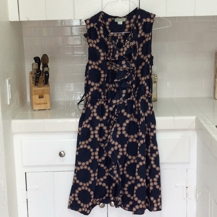 Anthro Ruffle Front Printed Dress